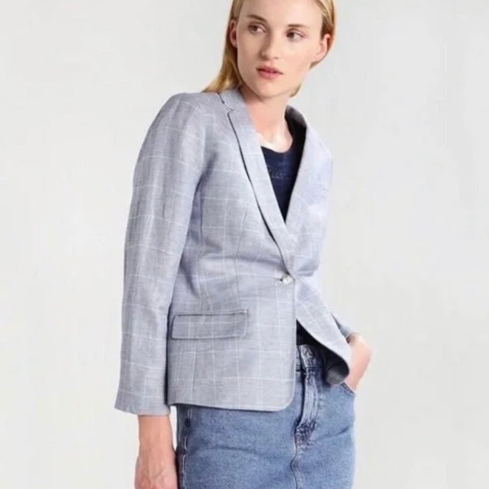 Banana Republic Windowpane Blazer linen chambray New with Tags
